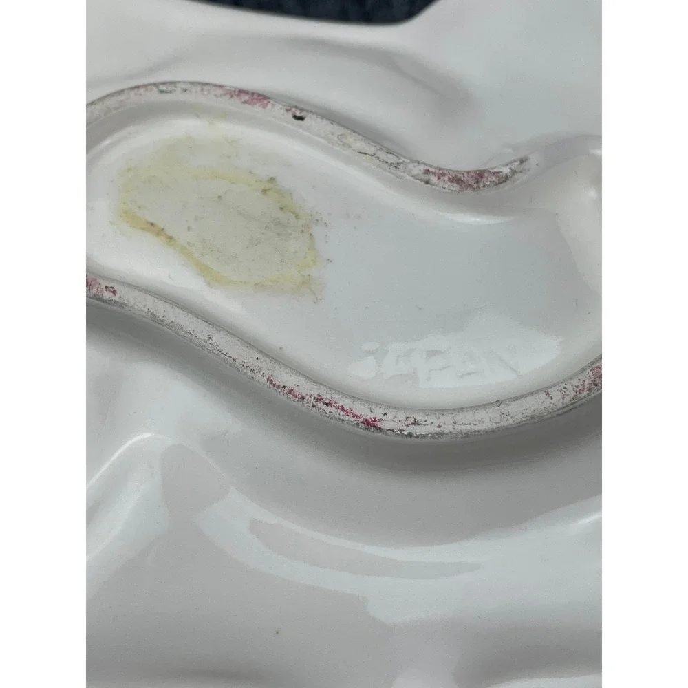 Vintage Japan Ceramic Unicorn Trinkical Dish White Yellow Figural Catchall Tray